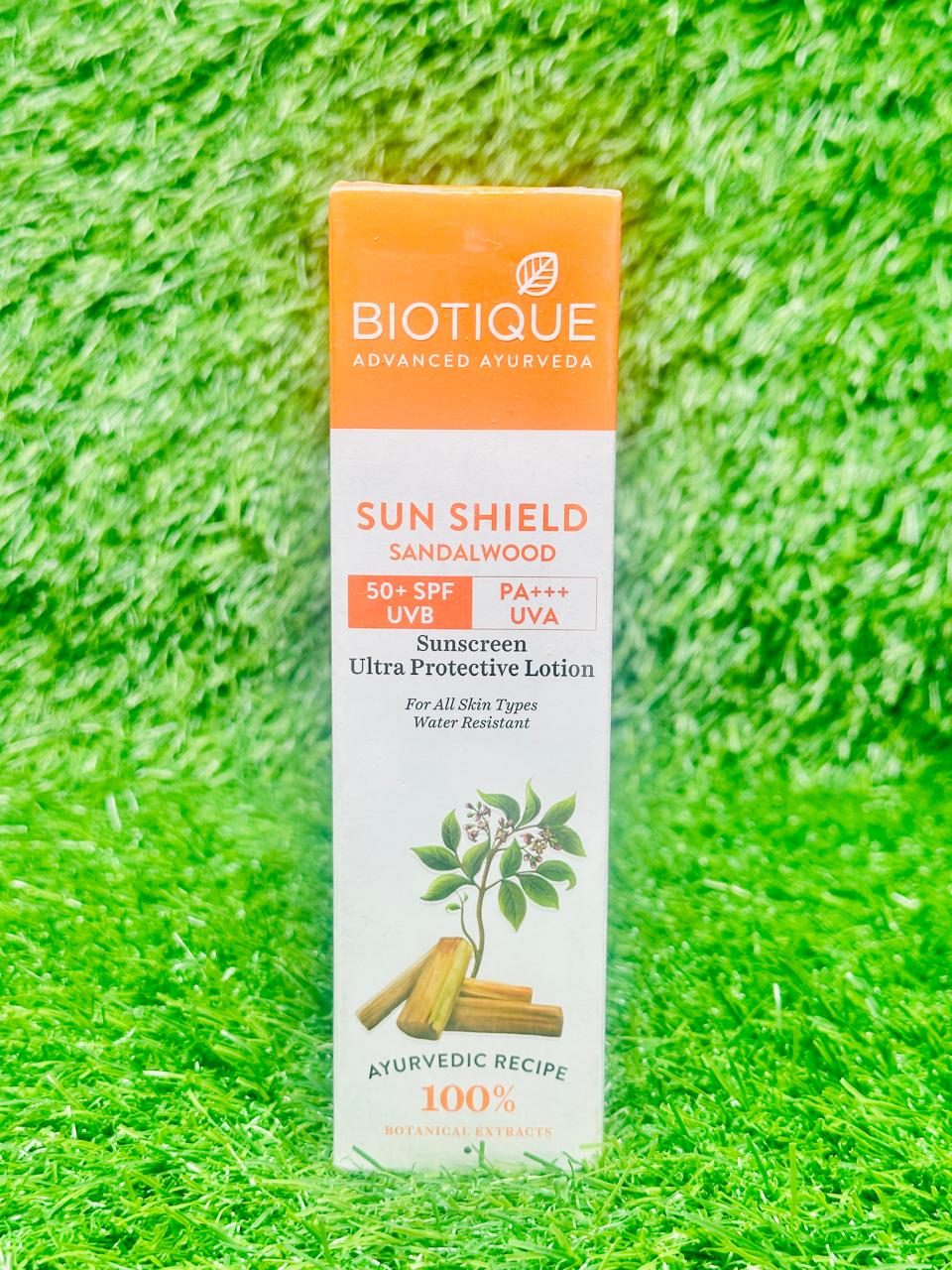 BIOTIQUE Sunscreen - SPF 50 PA+++ Sun Shield Sandalwood Sunscreen 190ML (190 ml)