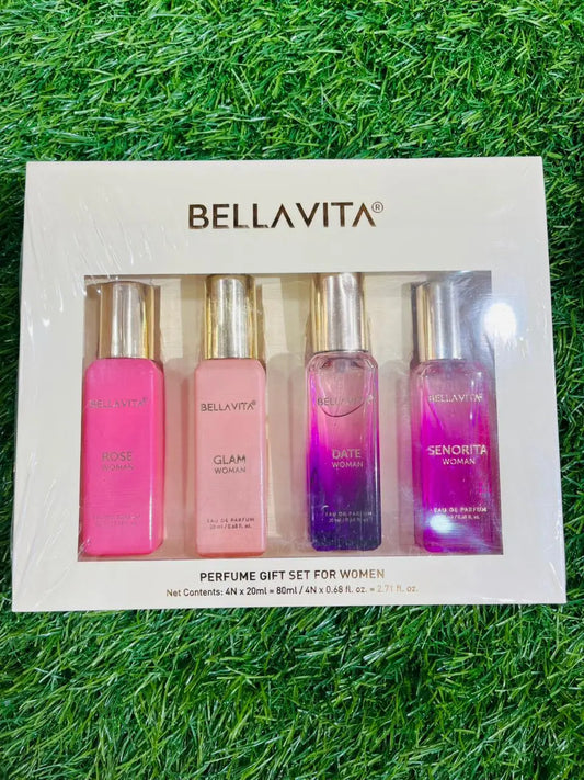 Bella Vita Luxury Date Senorita Glam Rose Women Perfume Gift Set – 4 x 20ml Premium Floral & Fruity Scents