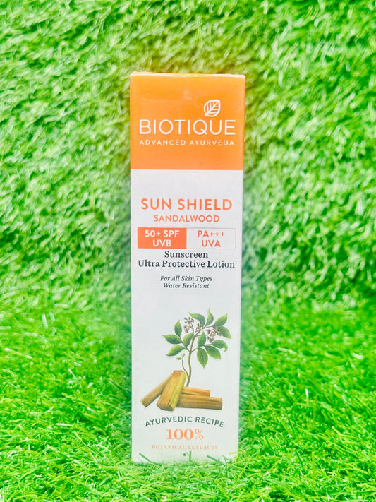 BIOTIQUE Sunscreen - SPF 50 PA+++ Sun Shield Sandalwood Sunscreen 190ML (190 ml)