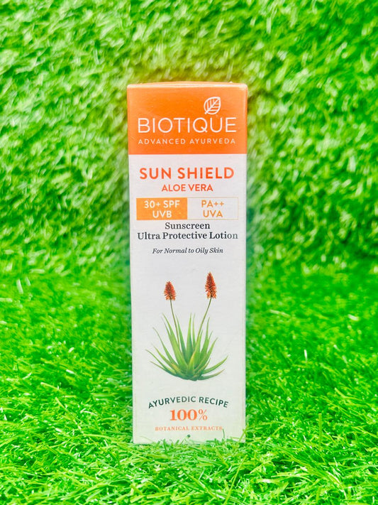 Biotique Sun Shield Aloe vera 30+ SPF UVB Sunscreen Ultra Protectective Lotion For Normal to Oily Skin, 120ml