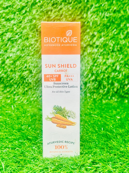 Biotique Sun Shield Carrot Ultra Protective Face Lotion Sunscreen SPF 40+ UVB/PA+++ UVA (190ml)